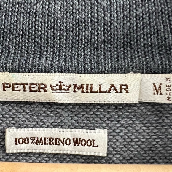 Peter Millar Men’s Grey 1/4 Zip Golf Pullover Merino Wool Sweater, Grey size M - Picture 5 of 5